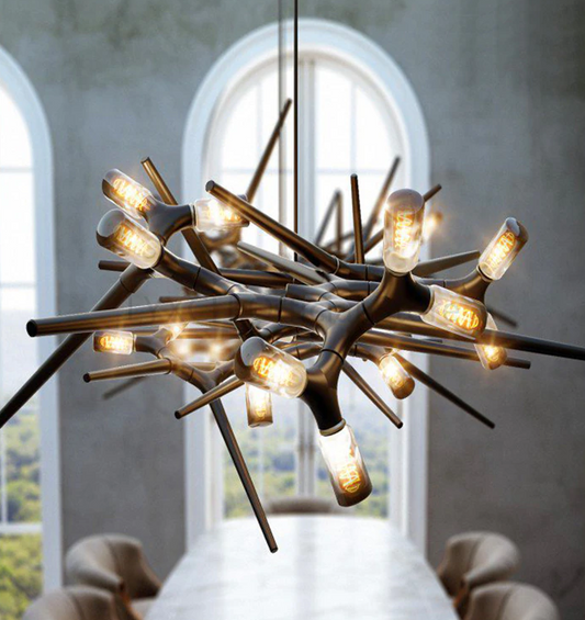 wood stick chandelier