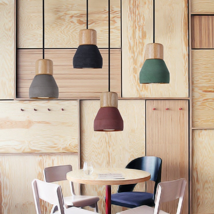 wood cement pendant lights