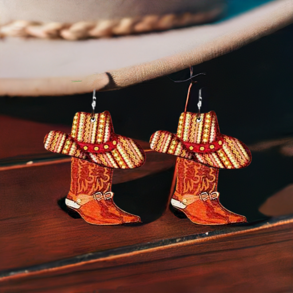 cowboy hat earring hanging