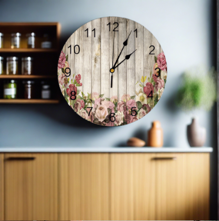 Home Clock hanging on blue wall