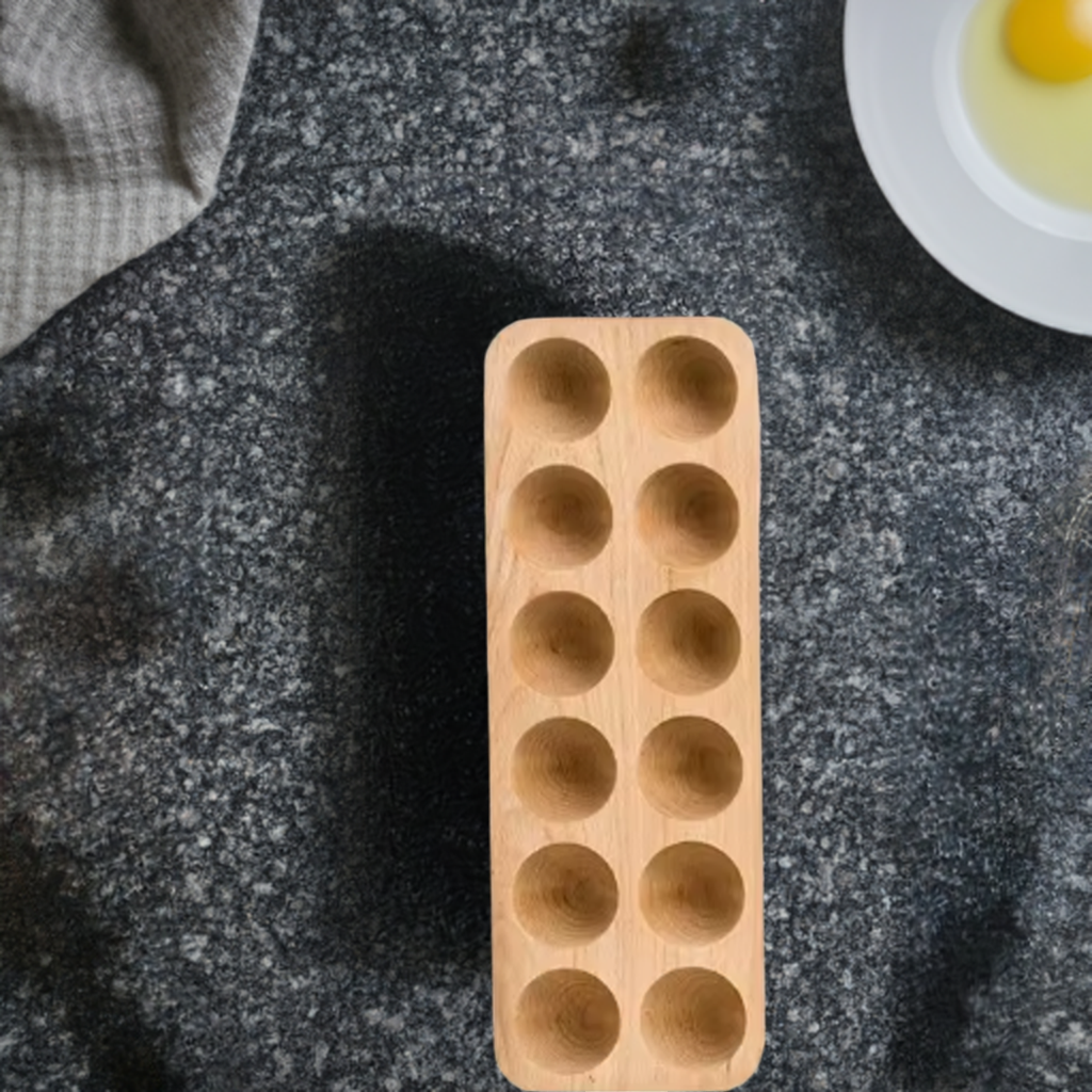 egg holder on granite countertop