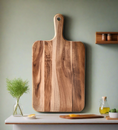 cutting board on wall in kitchen