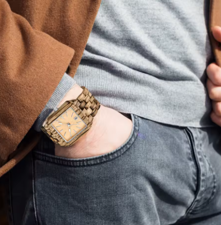 mens zebra wood watch