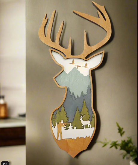 deer head hanging on wall