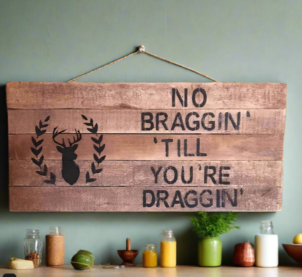 deer sign hanging in kitchen