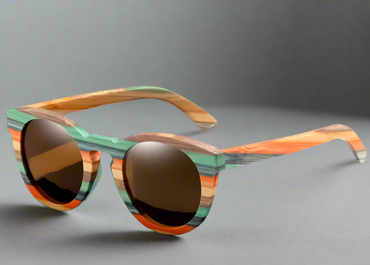 colorful wood framed sunglasses