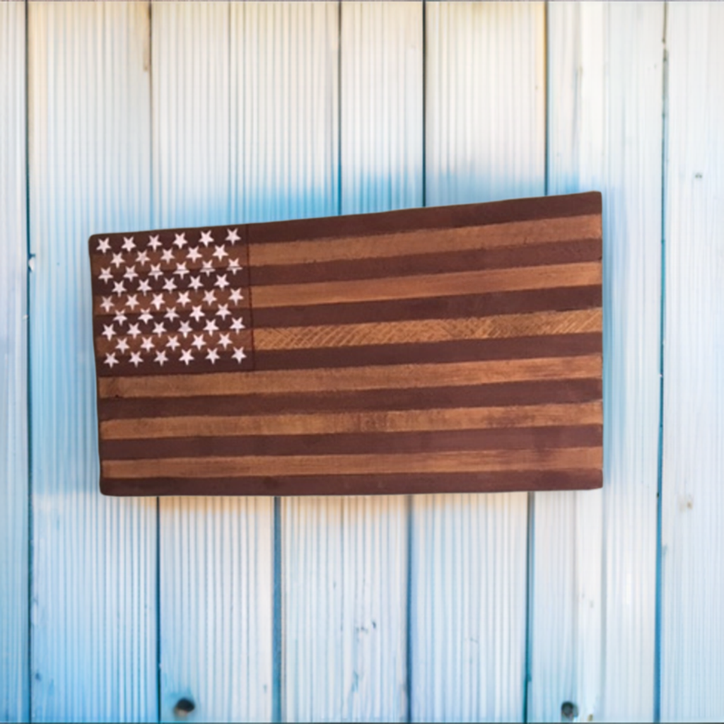 pallet flag hanging outside