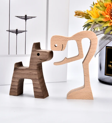 man and dog desk figures