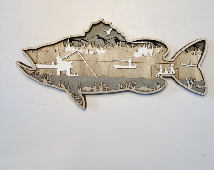 rustic wall decor of fish
