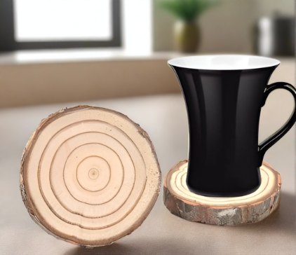 wood chip coaster for drink glasses