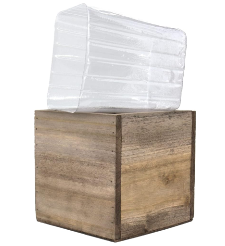 wood cube planter with liner