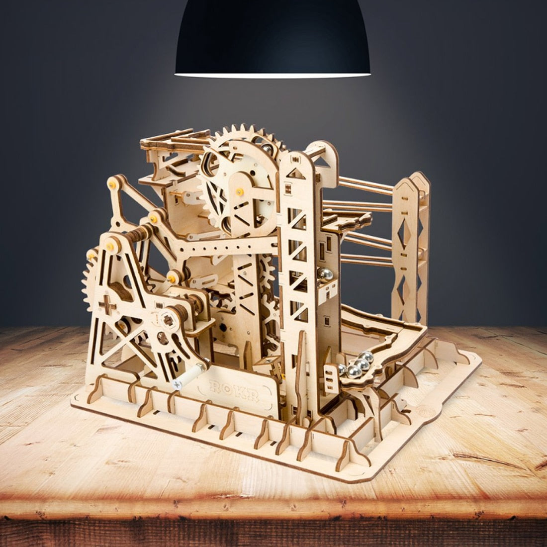 roller coaster model kit puzzle-assembled and under the light