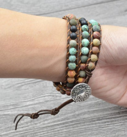 matte stone bracelet -worn