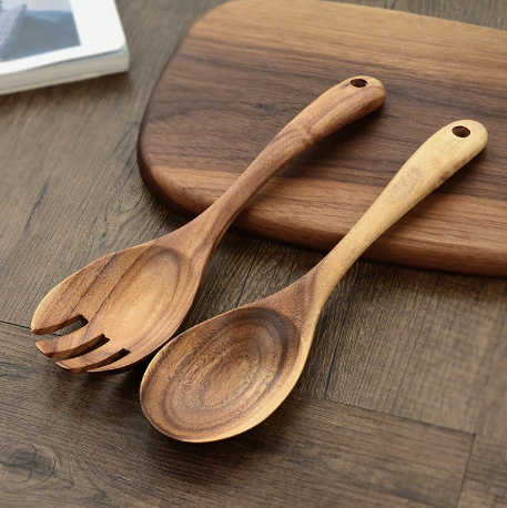 wood salad tongs