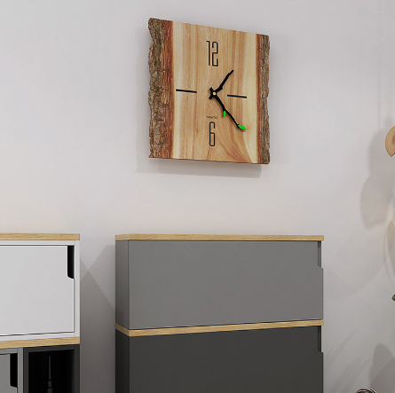 split log clock hanging