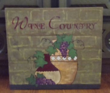 wine country wood sign close up