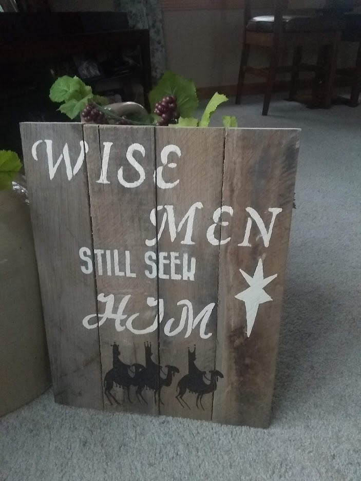 wise men pallet sign on floor