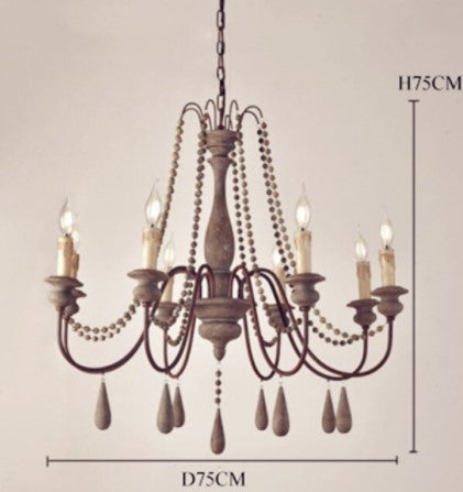 wood bead chandelier -measurements