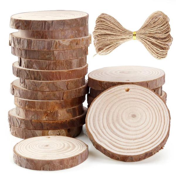wood slices with twine