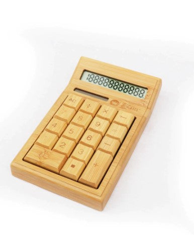wooden bamboo desk calculator