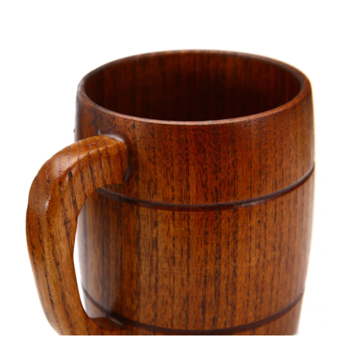 wooden beer mug inside view