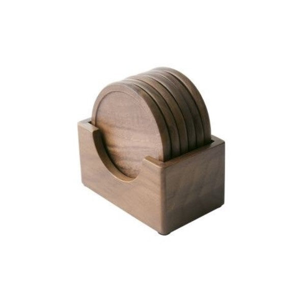 dark wood coaster set