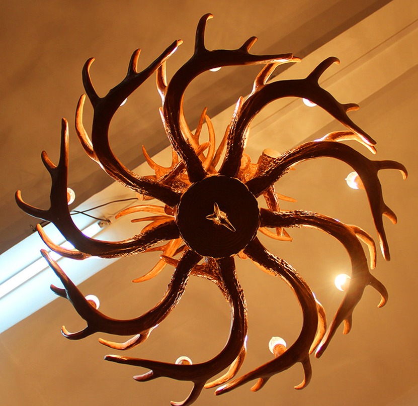 deer rack chandelier -bottom view