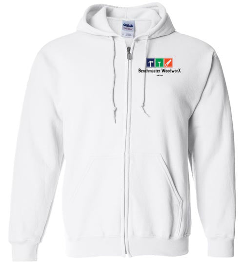 white zip hoodie