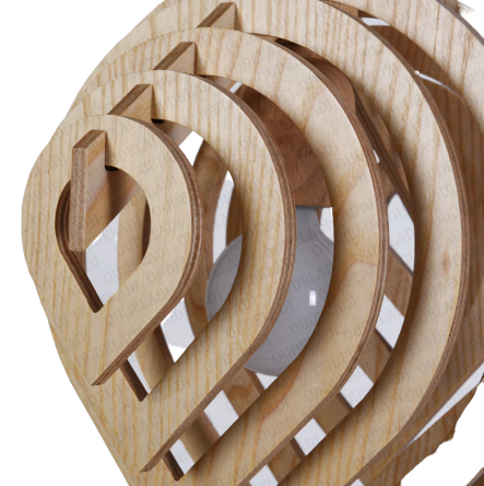 inside picture of the bulb in wood pendant light