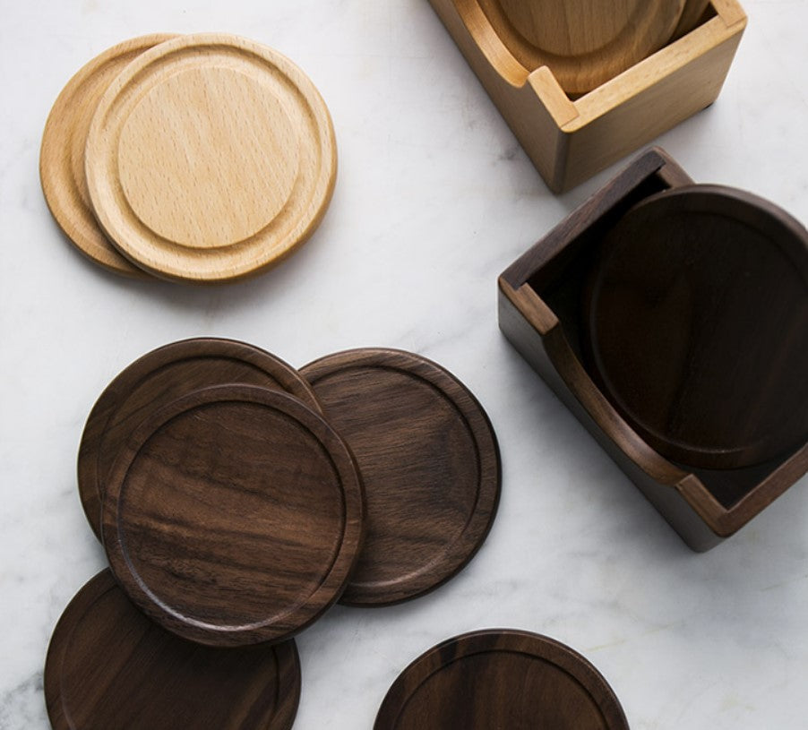 dark and light wood coasters