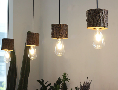 log cabin lights-hanging