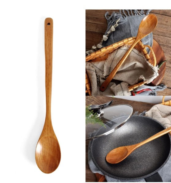 long handled wood spoon