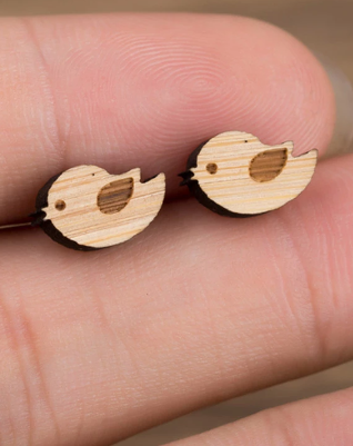 tweet earrings in hand