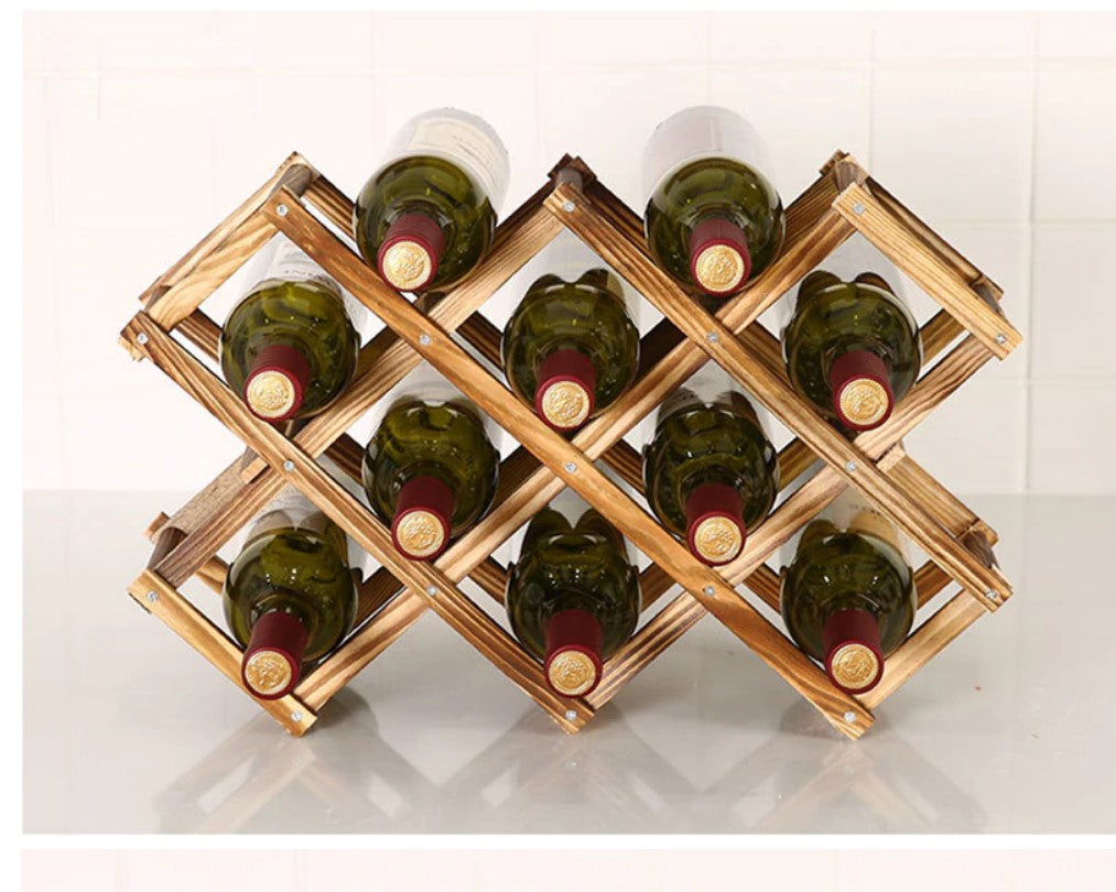 backside view of wood wine rack