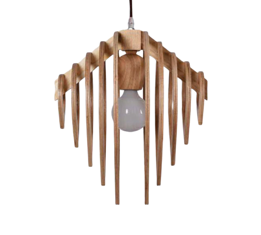 side view of how this wood pendant light is assembled