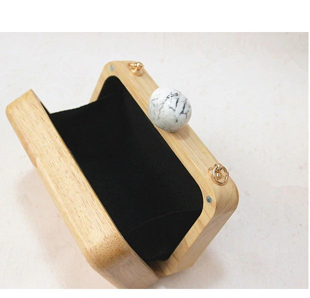 wooden clutch inside
