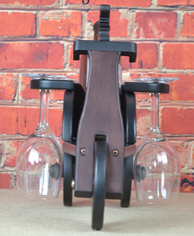 wood tricycle bottle display back view