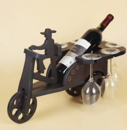 wood tricycle bottle display