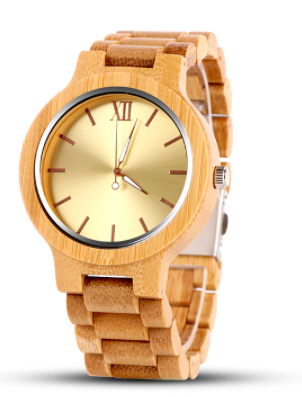 clear face bamboo watch
