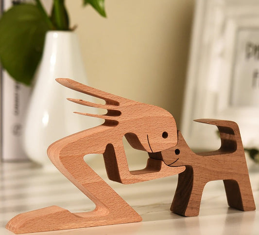 woman and cat wooden decor