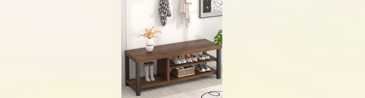 wooden entryway bench