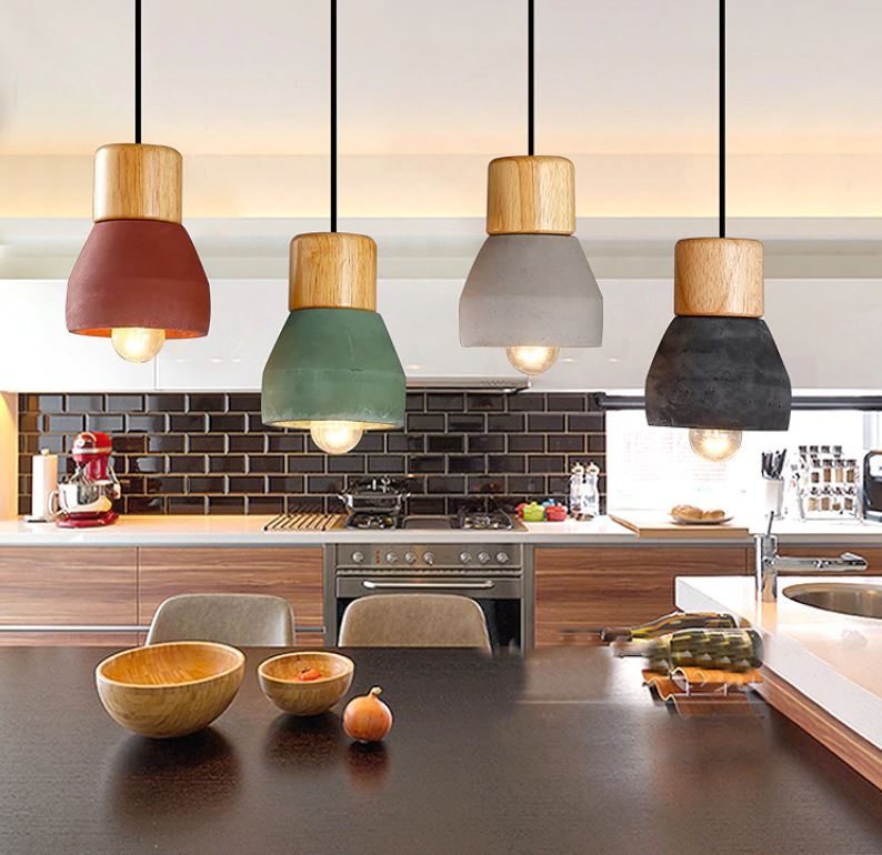 Wood decor-pendant drop lights for over the kitchen island