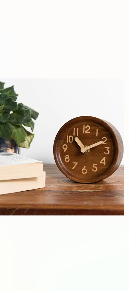 wood carved desk clock