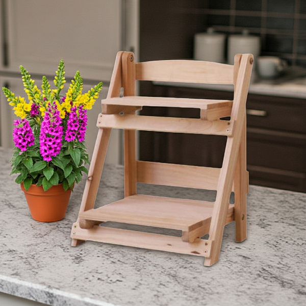 2 Tier Plant Stand Khaki-natural no stain