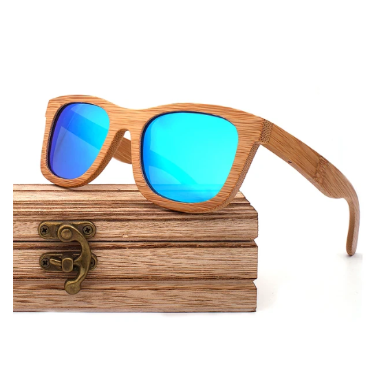 bamboo sunglasses-blue lens