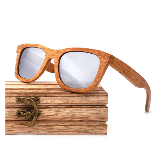bamboo sunglasses -silver lens