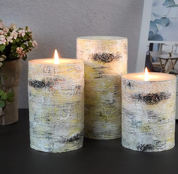 birch candle set as decoration