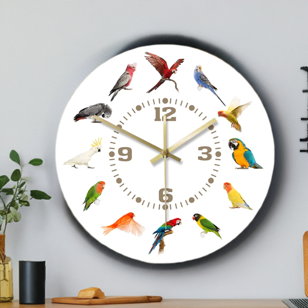 bird clock hanging on wall