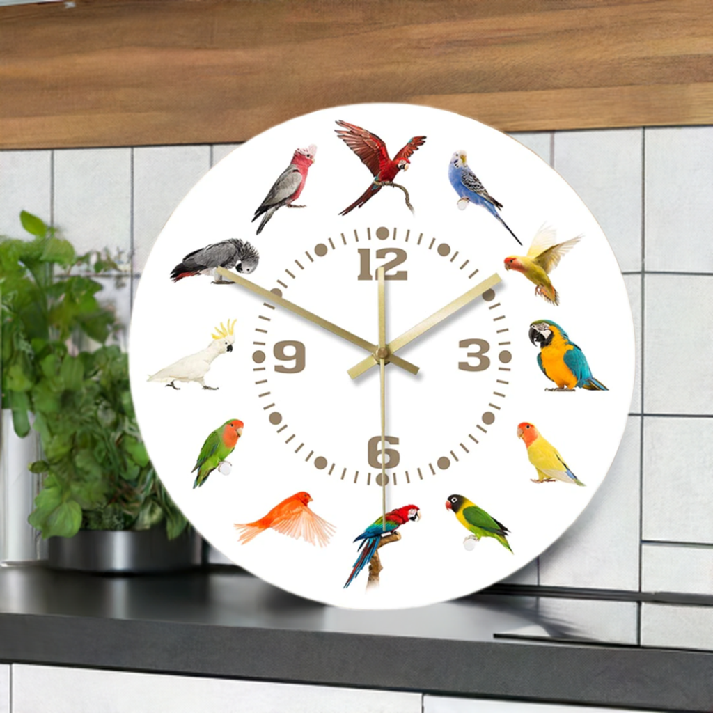 bird clock setting on counter
