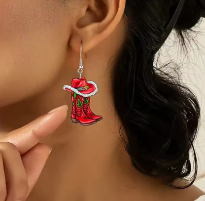 cowboy boot earrings for christmas